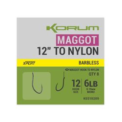 Korum Xpert Barbless Maggot Hooks To Nylon