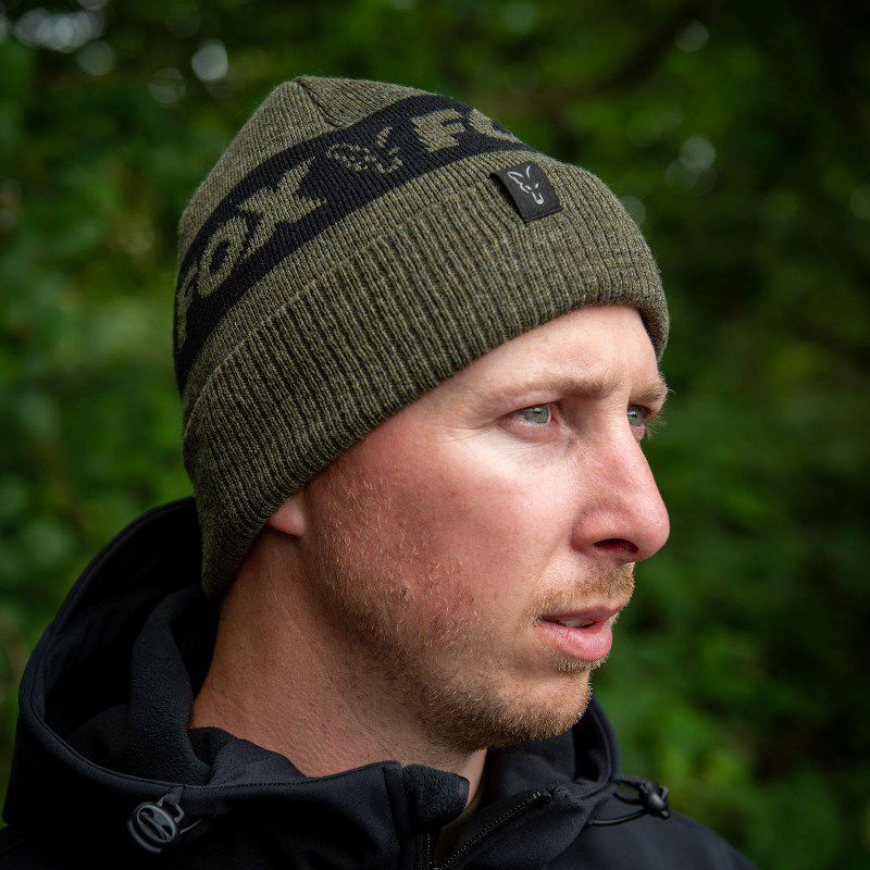 Fox Collection Beanie Hat Green & Black