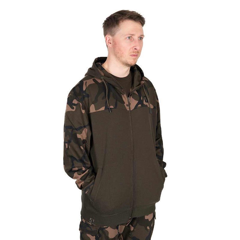 Fox LW Khaki/Camo Split Zip Hoody