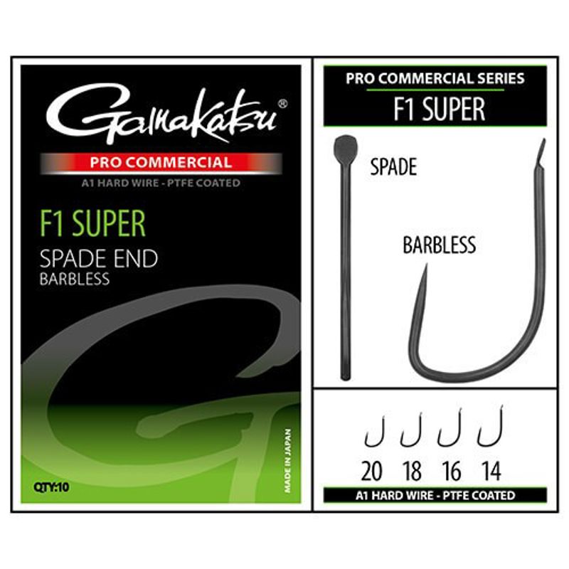 Gamakatsu Pro-C F1 Super Spade Barbless Hooks