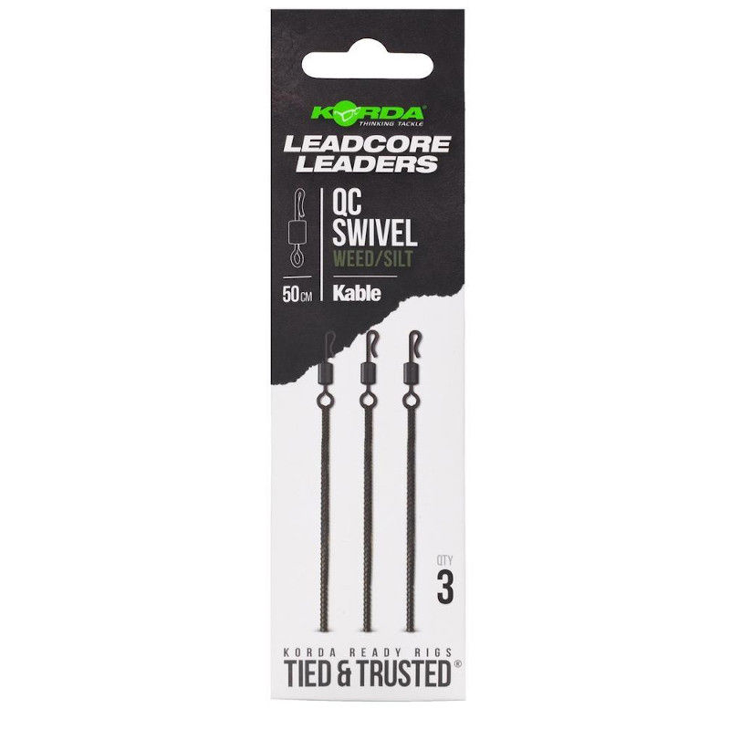 Korda Kable Leadcore Leaders Hybrid Lead Clip QC Swivel