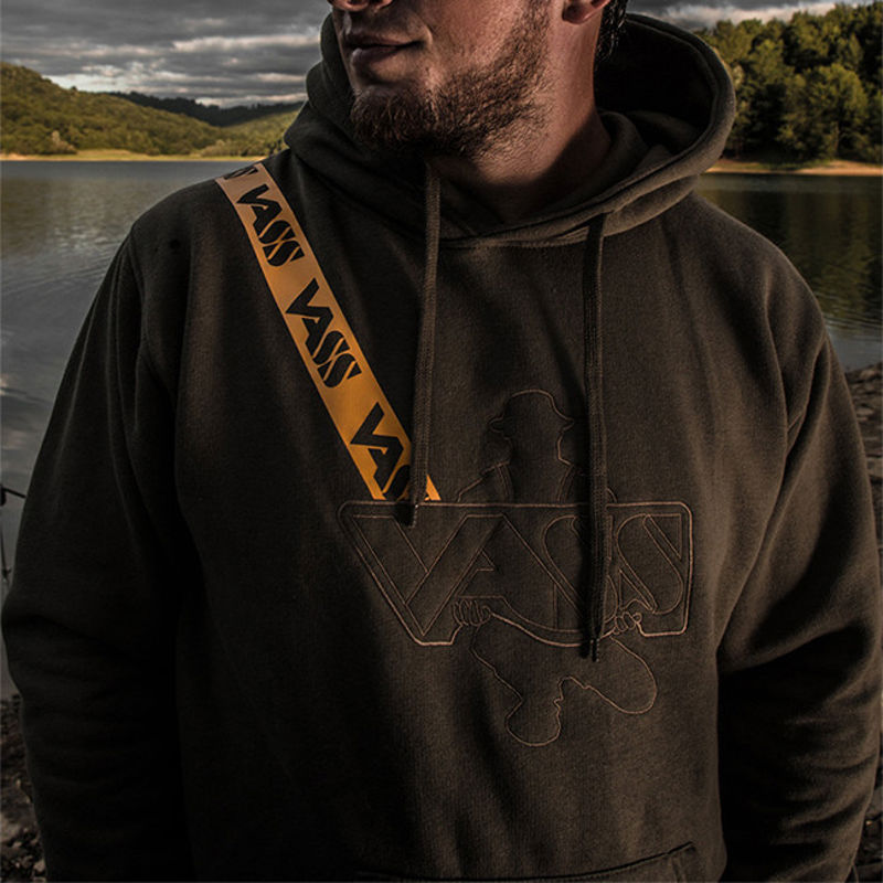 Vass Embroidered Khaki Yellow Strap Hoodies