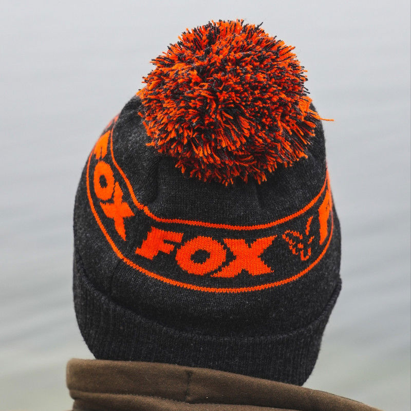 Fox Collection Black & Orange Bobble Hat