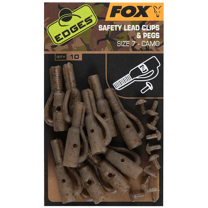 Fox Edges Camo Safety Lead Clips & Pegs